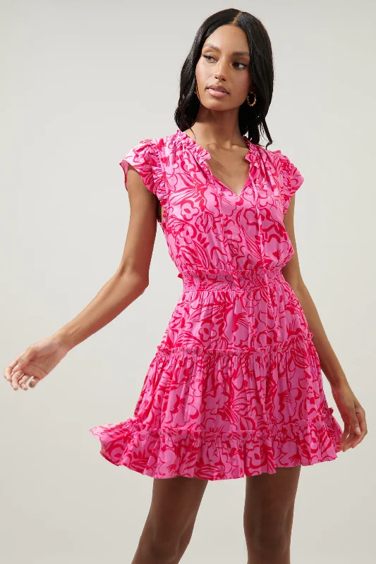 Knit Mini Dresses-Malia Floral Toledo Tiered Mini Dress