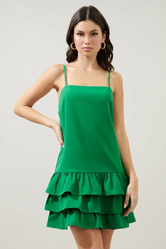 V Neck Mini Dresses-Sarai Ruffle Layer Mini Cami Dress