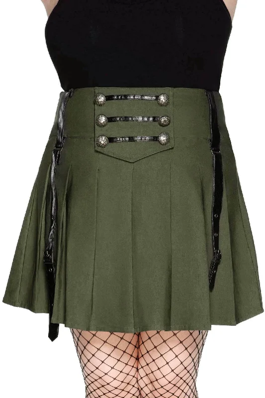 Designer Club Mini Dresses-Dark Academy Mini Skirt [KHAKI] [PLUS] - Resurrect