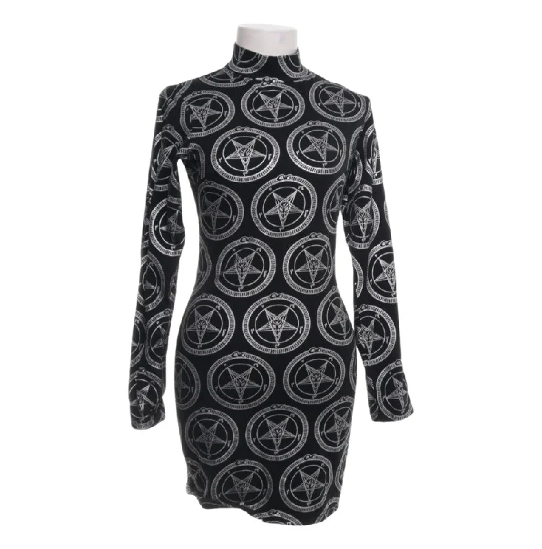 Sleeveless Work Mini Dresses-NWT Sigil of Baphomet Bodycon Mini Dress Mock Neck - Resurrect