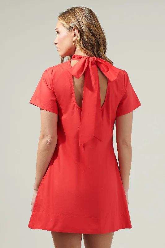 Vintage Mini Dresses-Nova Back Bow Tie Mini Dress