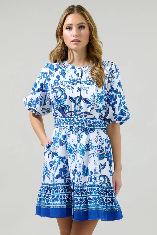 Sleeveless Club Mini Dresses-Salema Floral Button-Down Mini Dress