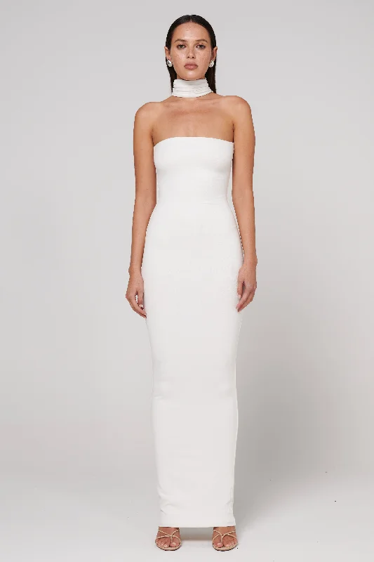 One Shoulder Midi Dresses-Raine Midi Dress - White