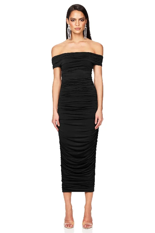 Designer Club Midi Dresses-Nookie Element Midi Dress - Black