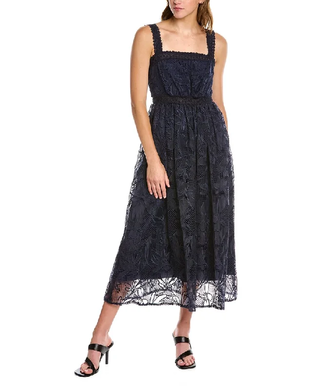 Knit Formal Midi Dresses-ML Monique Lhuillier Lace Midi Dress