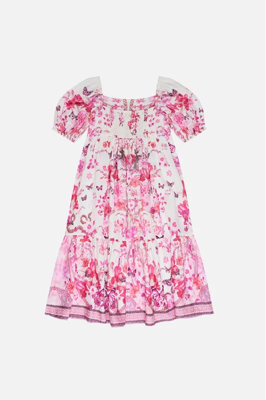 Leather Summer Midi Dresses-KIDS MIDI DRESS WITH PUFF SLEEVE 12-14 BOTANICAL NOVELLA