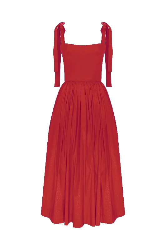 Teens Party Midi Dresses-Sibby Midi Dress in Rouge