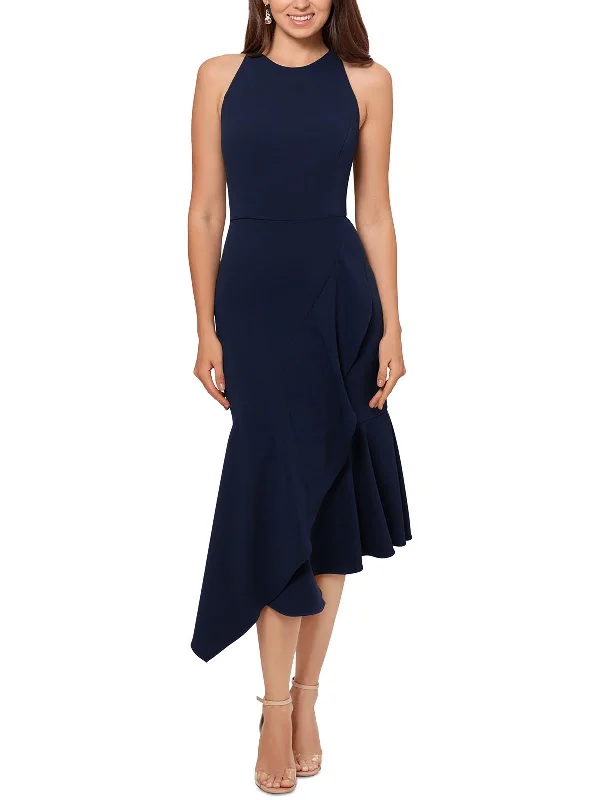 Trendy Casual Midi Dresses-Womens Crepe Asymmetric Midi Dress