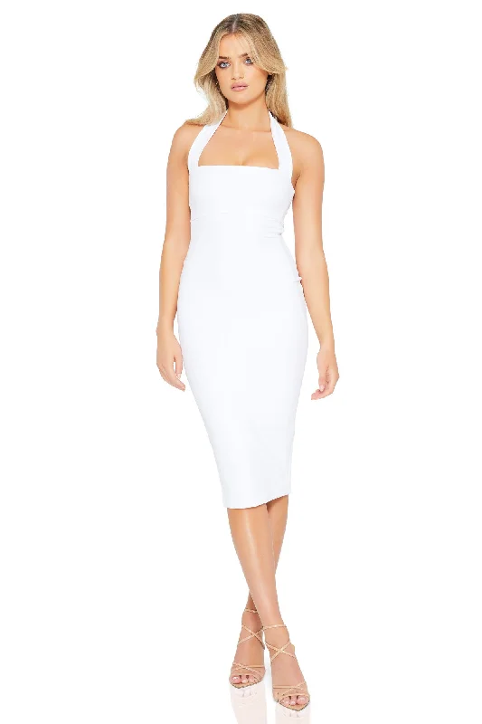 Halter Club Midi Dresses-Nookie Boulevard Midi Dress - White