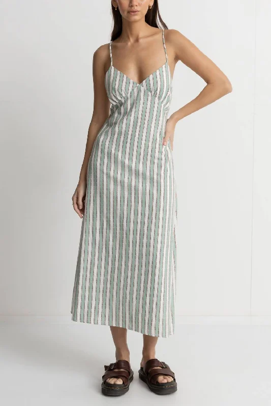 Maternity Vintage Midi Dresses-Briannah Midi Dress In Sea Green