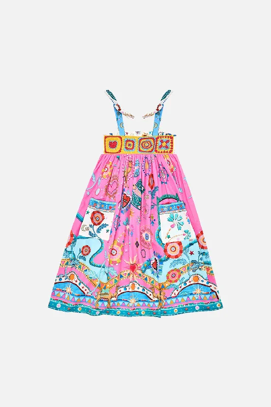 Beaded Prom Midi Dresses-KIDS MIDI DRESS WITH CROCHET & POCKETS 4-10 RAINBOW ROADS