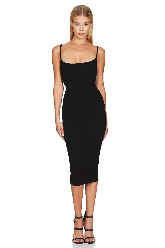 Backless Sexy Midi Dresses-Nookie Bailey Midi Dress - Black