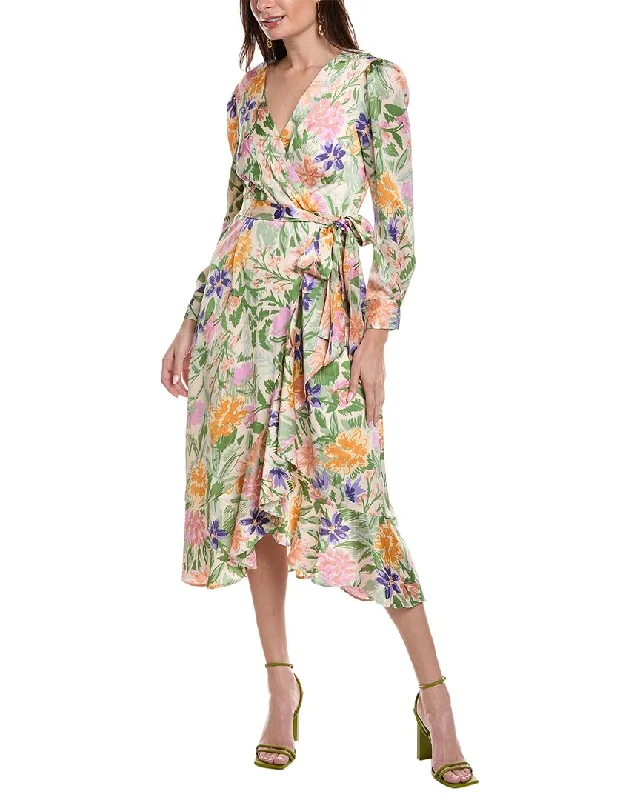 Satin Summer Midi Dresses-Tahari ASL Ruffled Midi Dress