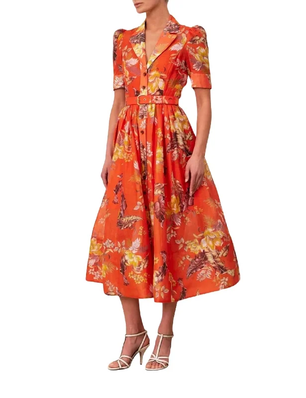 Embroidered Summer Midi Dresses-Matchmaker Midi Shirt Dress In Red