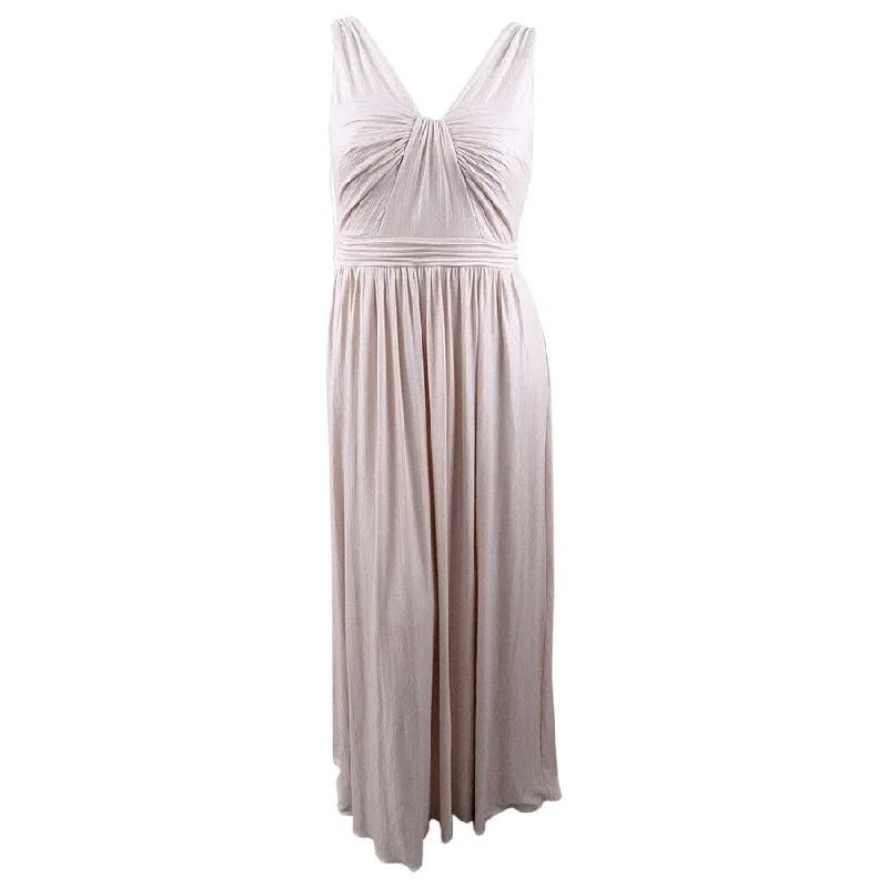 Vintage Strapless Evening Dress-Adrianna Papell Women's Draped V-Neck Gown (14, Blush)