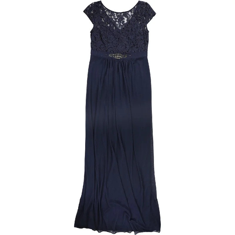 Elegant Halter Evening Dress-Adrianna Papell Womens Embellished Gown Dress, Blue, 6