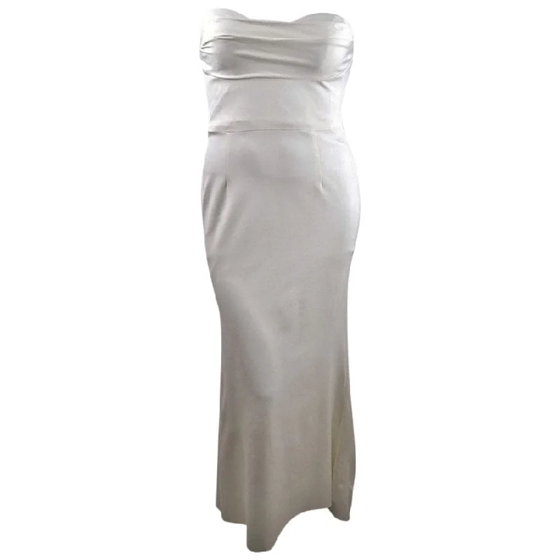 Satin Yellow Evening Dress-Adrianna Papell Women's Lola Strapless Gown (12, Ivory)