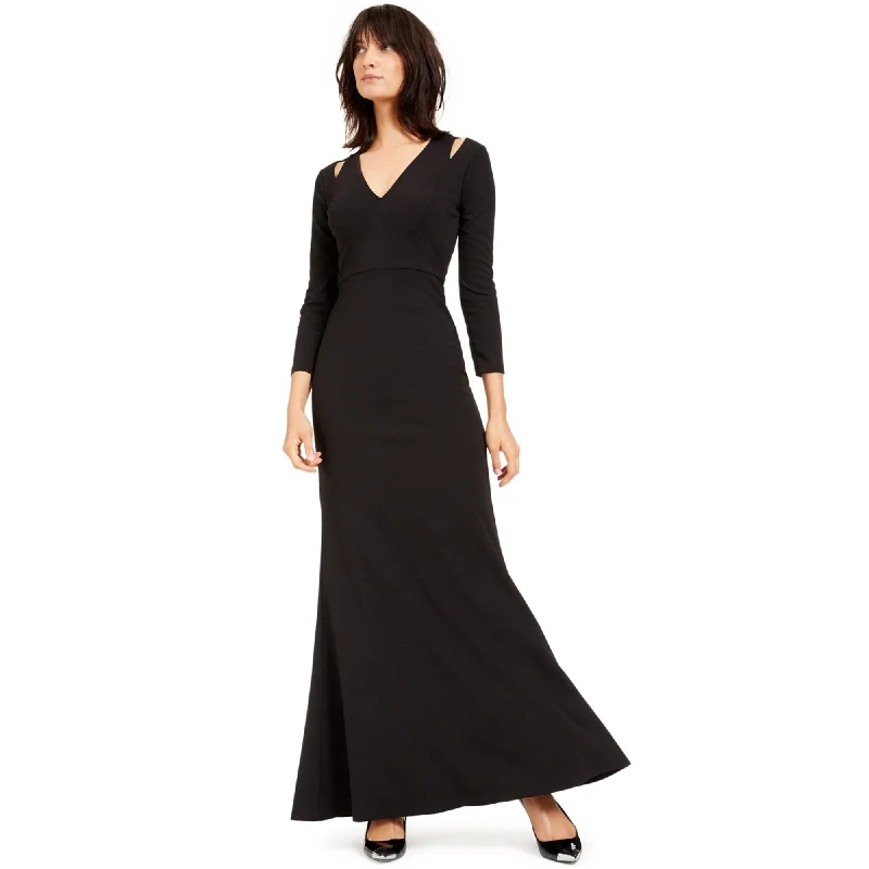 Maxi Orange Evening Dress-Calvin Klein Womens Solid Gown Dress, Black, 6