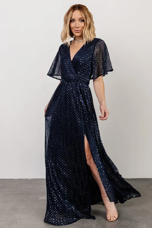 Yellow Evening Dress-Grace Sparkle Gown | Navy