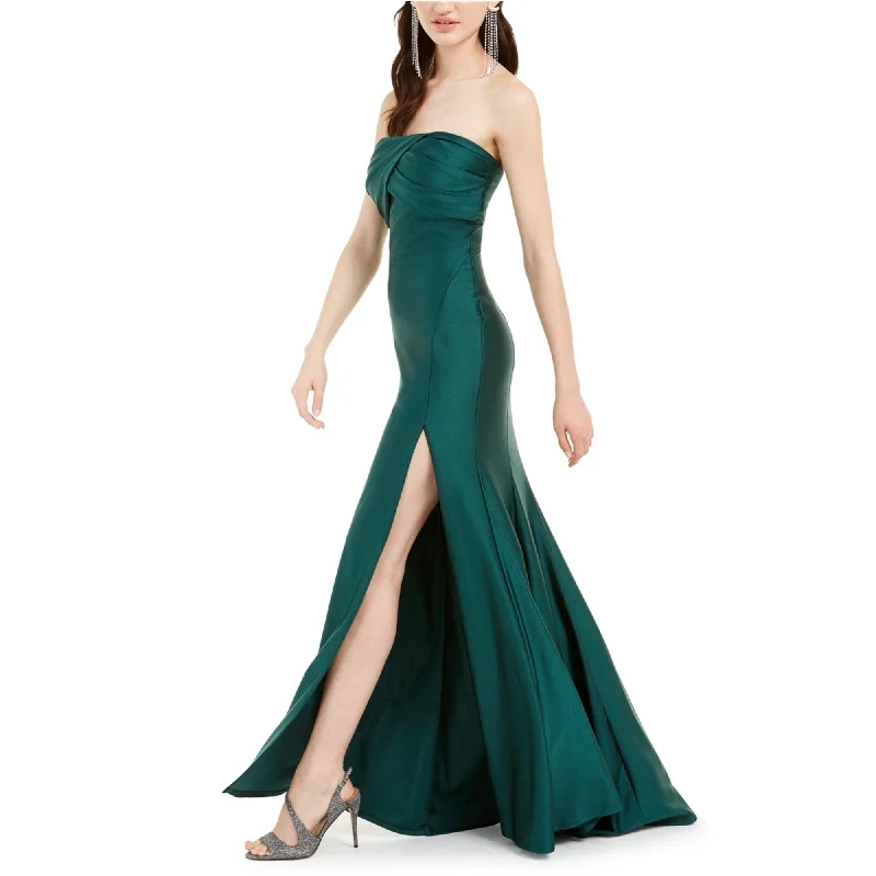 Party High Neck Evening Dress-Jump Junior's Ruched Strapless Gown Green Size 9-10 - 9/10