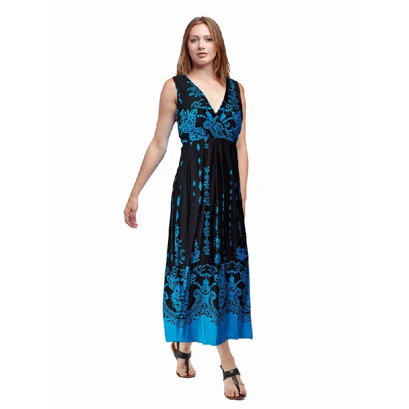 Elegant Party Maxi Dresses-La Cera Women's Printed Sleeveless Long Dress