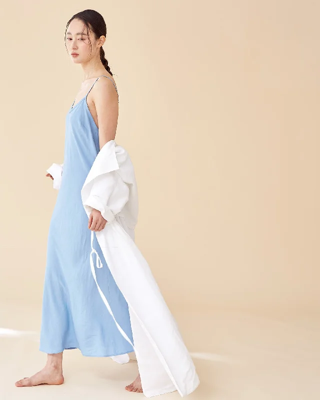 Grey Beach Maxi Dresses-Caroline Long Slip Dress / Sky Blue