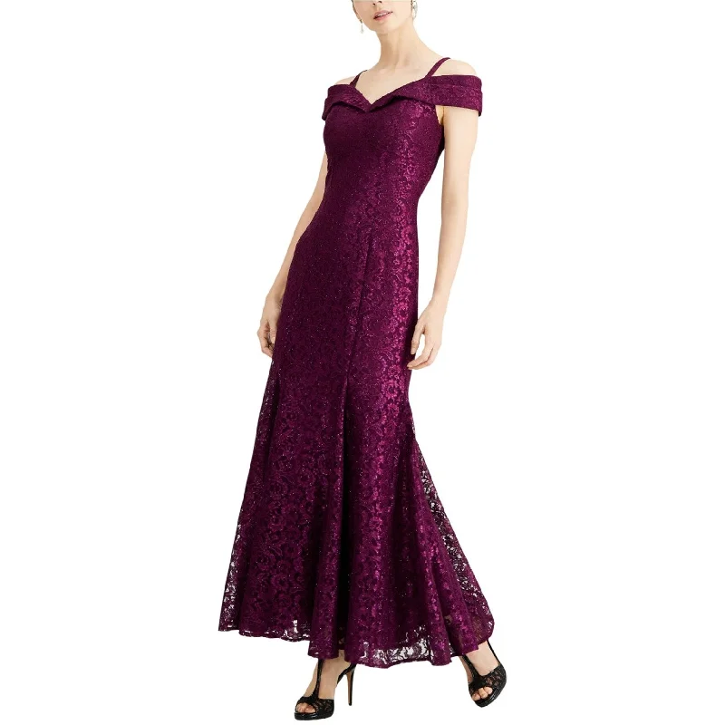 Lace Black Evening Dress-R & M Richards Womens Lace Gown Dress, Purple, 8