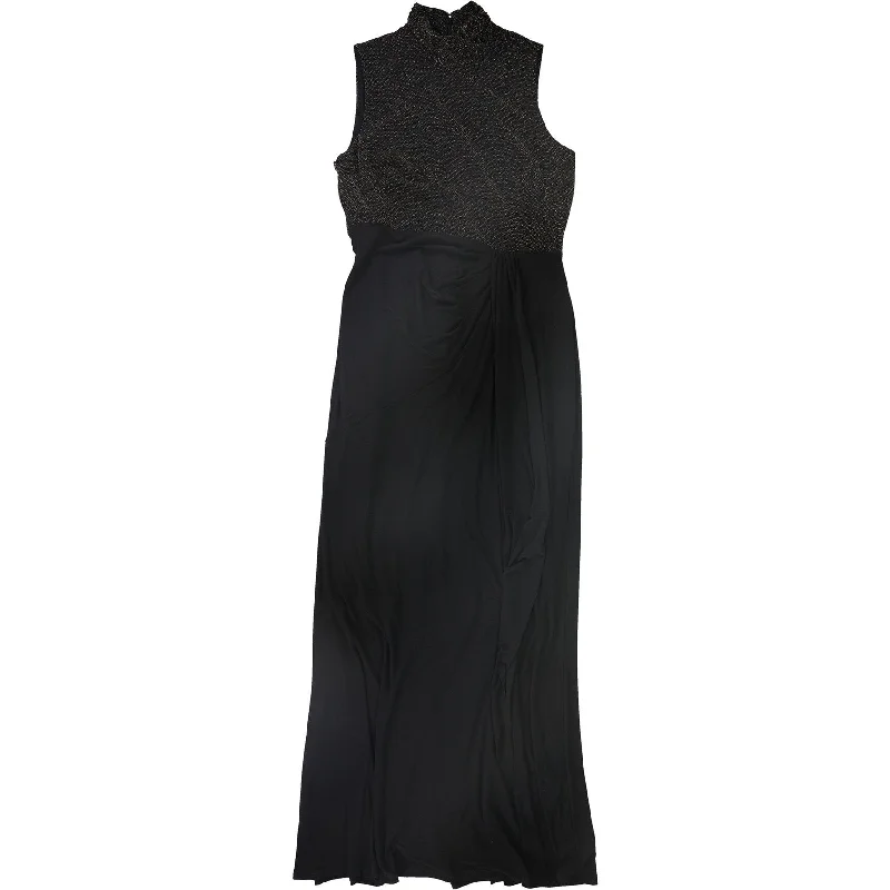 Velvet Geometric Evening Dress-Ralph Lauren Womens Metallic Gown Dress, Black, 14