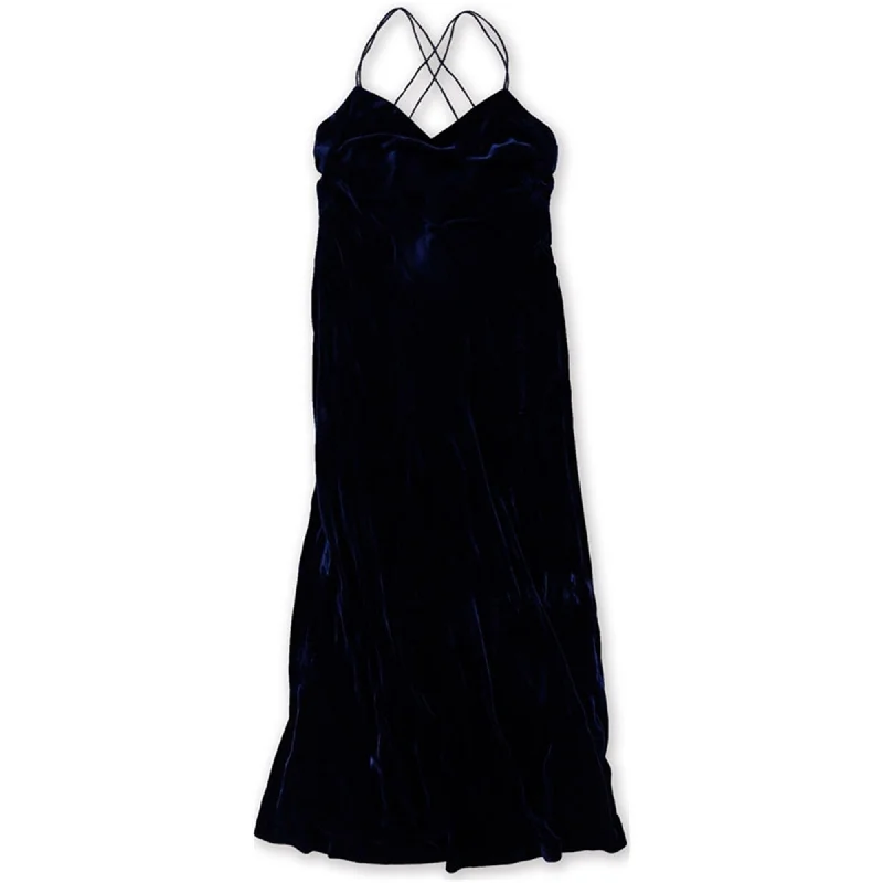 Long Sleeve Lace Evening Dress-Ralph Lauren Womens Velvet A-line Gown Dress, Blue, 12