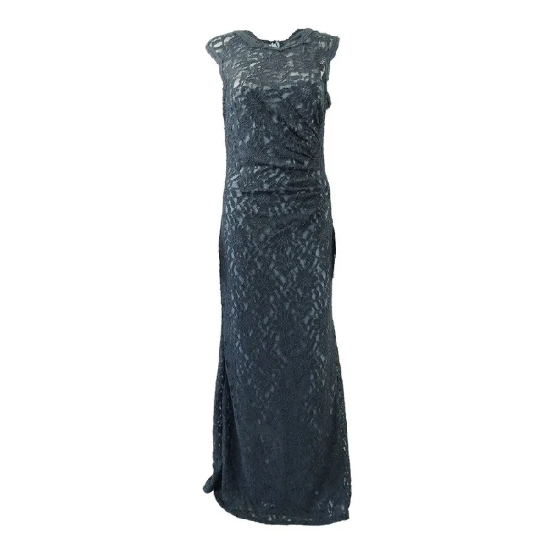 Silk Halter Evening Dress-X By Xscape Women's Lace Gown