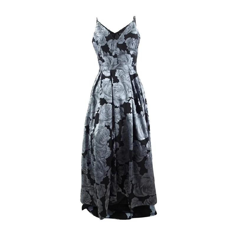 Chiffon Blue Evening Dress-Xscape Women's Floral-Print Gown