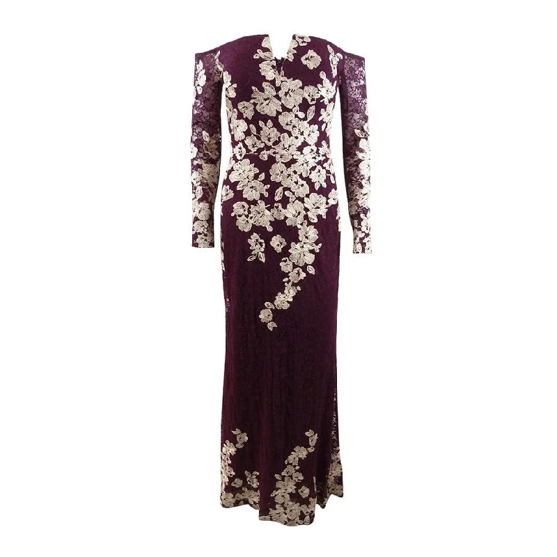 Teens Long Evening Dress-Xscape Women's Lace-Embroidered Gown