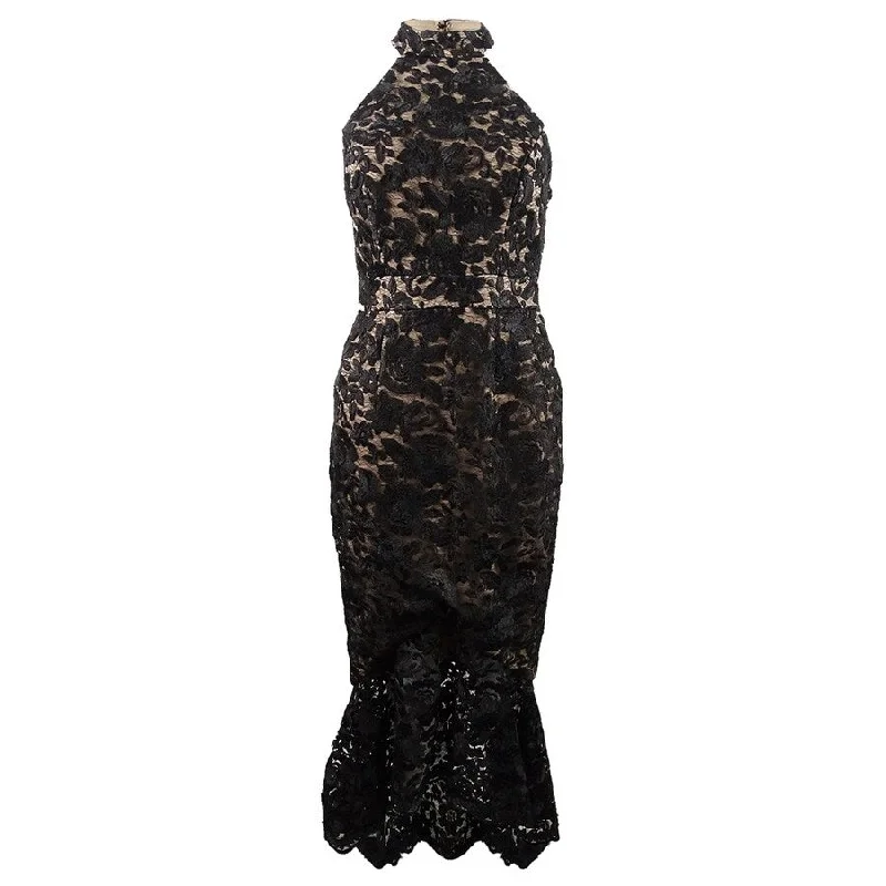 Lace Black Evening Dress-Xscape Women's Lace Mock-Neck Gown (2, Black)