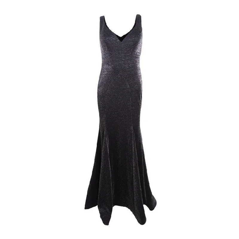 Beaded Cocktail Evening Dress-Xscape Women's Metallic Trumpet Gown