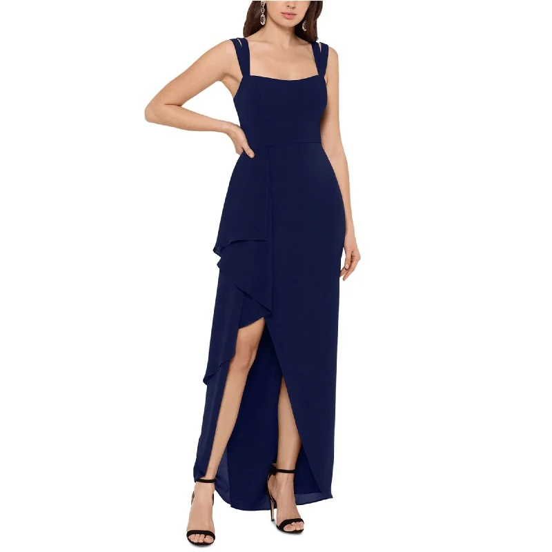 Sexy One Shoulder Evening Dress-Xscape Womens Ruffle Gown Dress