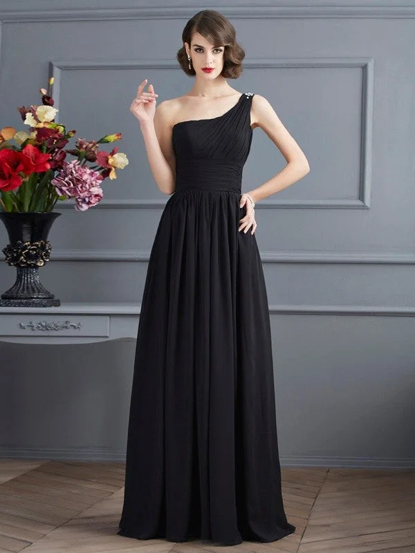 High Neck Party Maxi Dresses-A-Line/Princess One-Shoulder Sleeveless Chiffon Long Mother of the Bride Dresses