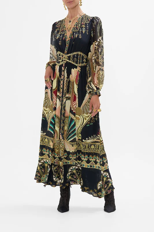 Petite Beach Maxi Dresses-PEAKED WAISTBAND LONG DRESS THEY CALLED HER NEFERTARI