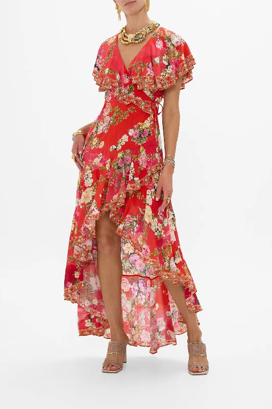 Sexy Summer Maxi Dresses-FRILL SLEEVE LONG DRESS SWEET HOME ALEXANDRIA