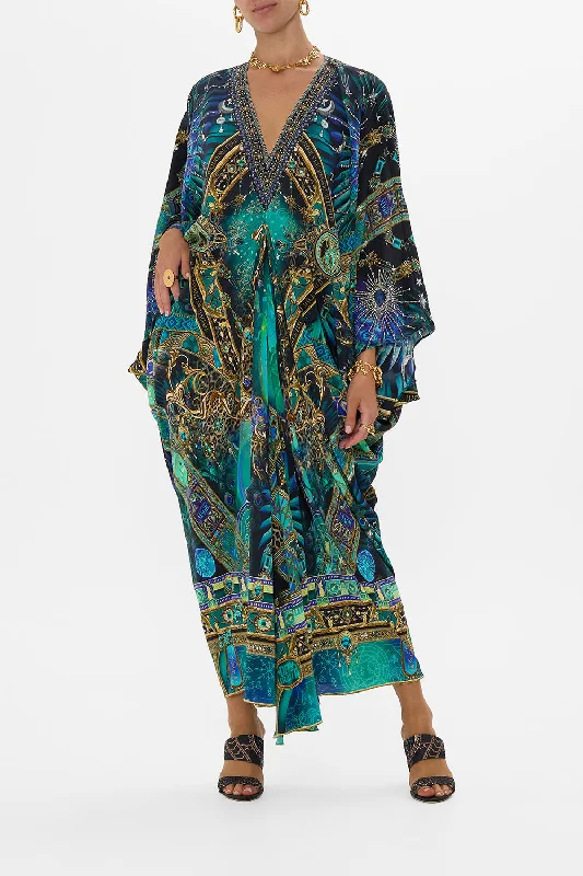 Blue Summer Maxi Dresses-T SHAPE LONG KAFTAN DEFY GRAVITY