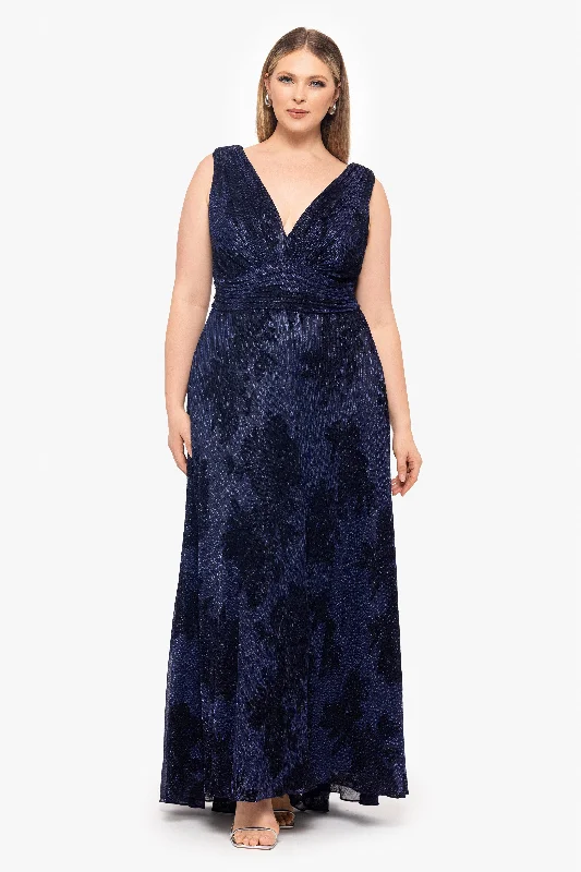 Animal Print Club Maxi Dresses-Plus "Bliss" Long Crinkle Galaxy Flowy Dress