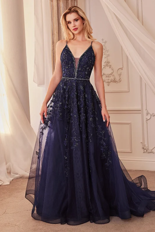 Velvet One Shoulder Evening Dress-Andrea and Leo A1251 Dress