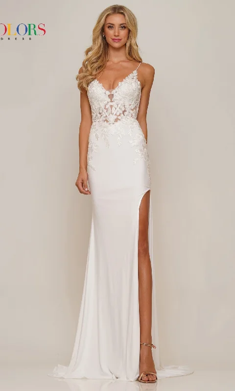 Off Shoulder White Maxi Dresses-Formal Long Dress G1086 By Colors Dress