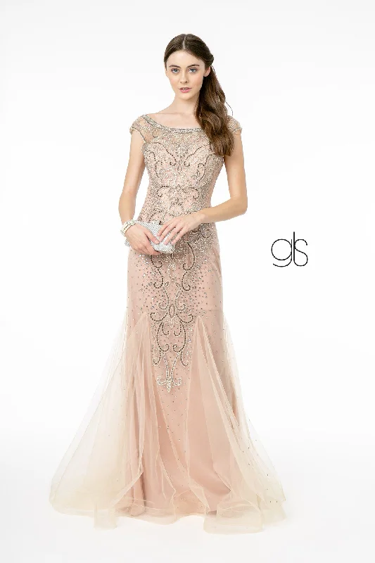 Silk Prom Evening Dress-Embellished Mermaid Gown with Corset Back by Elizabeth K GL2945