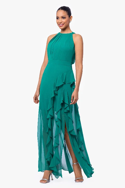 Elegant Vintage Maxi Dresses-"Helen" Long Chiffon Halter Neck Dress