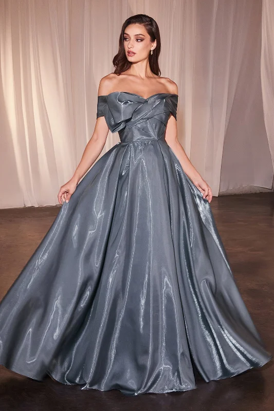 Teens Sleeveless Evening Dress-Organza Off Shoulder A-line Gown by Ladivine CD801