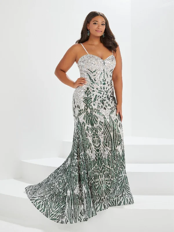 Elegant Maternity Evening Dress-Plus Size Ombre Sequin Mermaid Gown by Tiffany Designs 16042