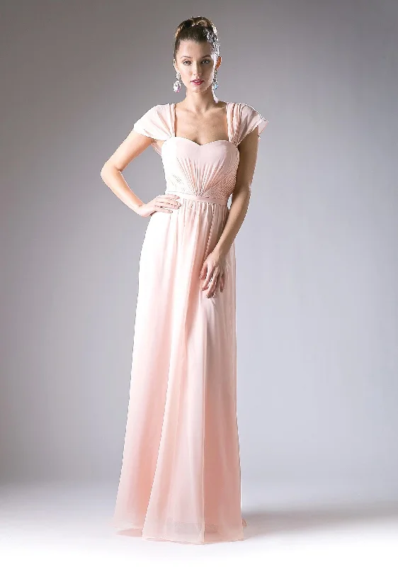 Prom Backless Evening Dress-Short Sleeve Chiffon Gown by Cinderella Divine CH532