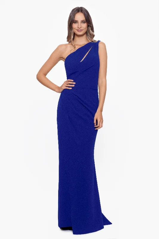 Wedding Maxi Dresses-"True" Long One Shoulder Side Ruche Dress