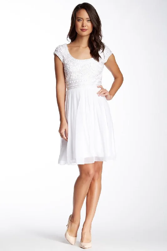 Party Halter Cocktail Dress-Adrianna Papell - 41893570 Scoop Short Dress - 1 pc Ivory In Size 6 Available