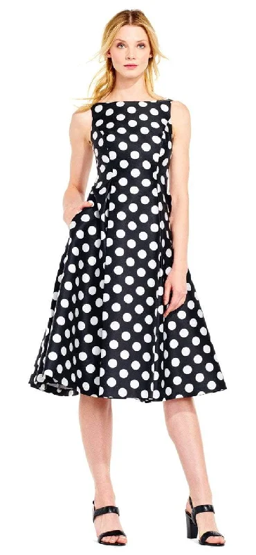 Yellow Cocktail Dress-Adrianna Papell Black and White Polka Dot Mikado Dress 41925310